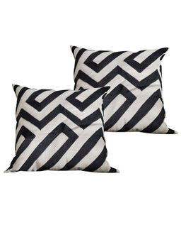 SHADES OF LIFE - Cotton Decorative Black Cushion Covers (Emb 16 x 16)