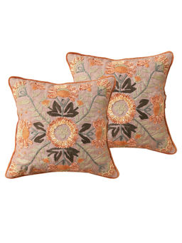 SHADES OF LIFE - Cotton Decorative Pink Cushion Covers (Emb 16 x 16)