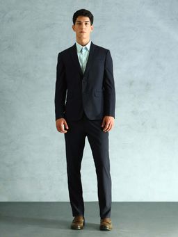 Arrow - Men Navy Blue Solid Two Piece Suit