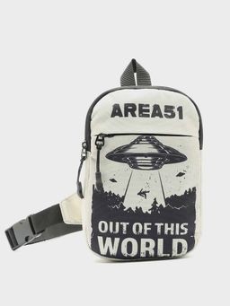 Bewakoof - Unisex Beige Area 51 Printed Sling Bag