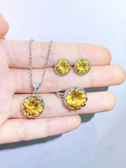 Designs & You - Yellow Silver Plated Cubic Zirconia Studded Jewellery