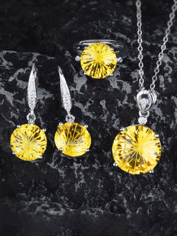 Designs & You - Yellow Silver Plated Cubic Zirconia Studded Jewellery