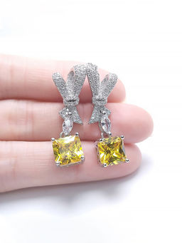 Designs & You - Womens Yellow Contemporary Teardrop Dangler Earrings