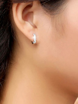 Designs & You - Silver Plated American Diamond Studded Circular Shaped Hoop Earrings