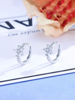 Designs & You - Womens White Contemporary Half Hoop Earrings