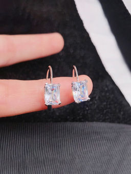 Designs & You - Womens White Contemporary Hoops Earrings