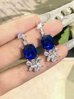 Designs & You - Womens Blue Contemporary Teardrop Earrings