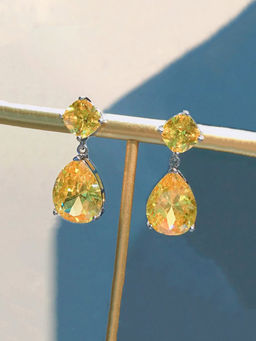 Designs & You - Womens Yellow Contemporary Teardrop Earrings