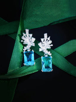 Designs & You - Womens Blue Contemporary Teardrop Earrings