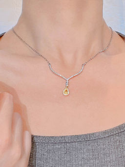 Designs & You - Yellow Silver Plated Cubic Zirconia Studded Necklace