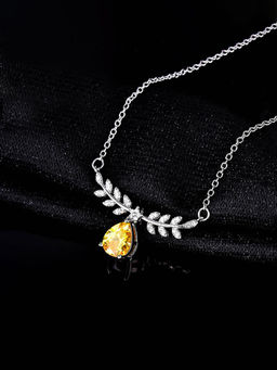 Designs & You - Yellow Silver Plated AD Studded Cubic Zirconia Necklace