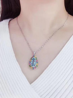 Designs & You - Multi-Color Silver Plated Teardrop Shaped Necklace