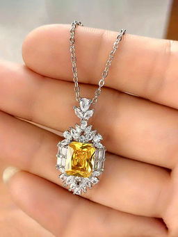 Designs & You - Yellow Silver Plated Contemporary Necklace