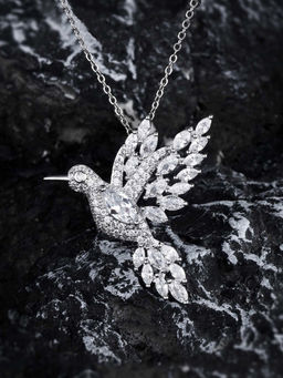 Designs & You - White Silver Plated Artificial Stones Necklace