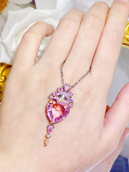 Designs & You - Pink Silver Plated Contemporary Necklace