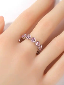 Designs & You - Pink Sliver Plated American Diamond Stone Studded Adjustable Ring