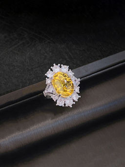 Designs & You - Yellow Gold Plated Stone Studded Adjustable Ring