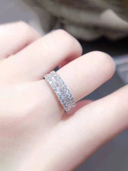 Designs & You - White Silver Plated Cubic Zirconia Stone Studded Adjustable Ring