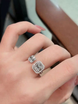 Designs & You - White Silver Plated Cubic Zirconia Studded Adjustable Ring