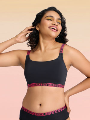Varsity: Black Sports Bra main image 0