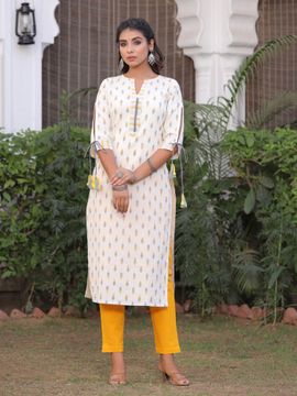 ikat straight kurti