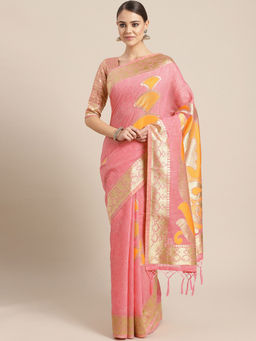 Sareemall - Pink Festive Cotton Silk Woven Saree With Unstitched Blouse