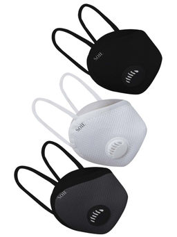 SOIE - Two Way Respirator - 8 Layer Reusable SN 99 Ear Loops Safety Mask - Pack Of 3