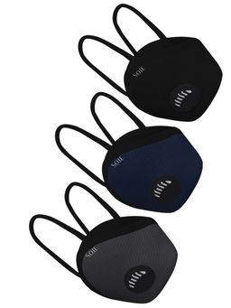 SOIE - Two Way Respirator - 8 Layer Reusable SN 99 Ear Loops Safety Mask - Pack Of 3