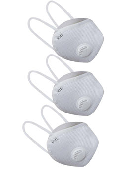 SOIE - Two Way Respirator - 8 Layer Reusable SN 99 Ear Loops Safety Mask - Pack Of 3