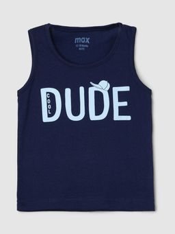 max - Boys Printed Sleeveless T-Shirt Navy Blue