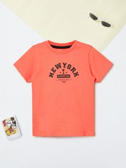 max - Boys Printed Crew Neck T-Shirt Rust