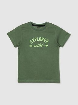 max - Boys Printed Crew Neck T-Shirt Olive