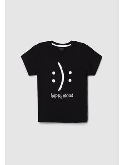 max - Boys Printed Crew Neck T-Shirt Black