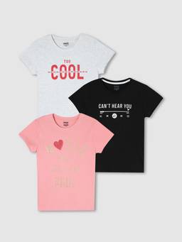 max - Girls Graphic Printed T-Shirt Multi-Color