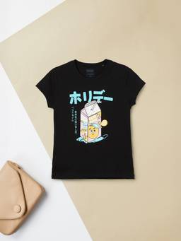 max - Girls Printed T-Shirt Black