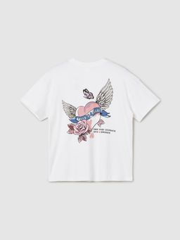 max - Girls Printed Oversized T-Shirt Cream