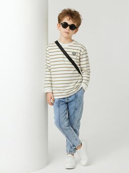max - Boys Striped Oversized T-Shirt Cream