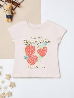 max - Girls Printed T-Shirt Peach