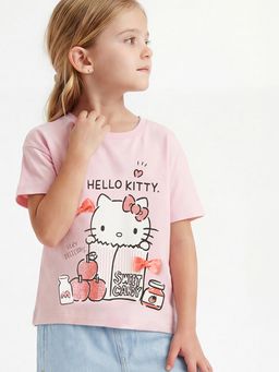 max - Girls Hello Kitty Print Oversized T-Shirt Pink