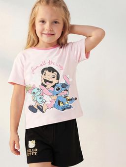 max - Girls Lilo and Stitch Printed T-Shirt Pink