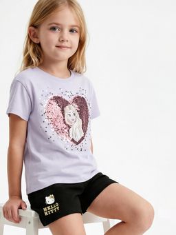 max - Girls Elsa Sequins Oversized T-Shirt Purple