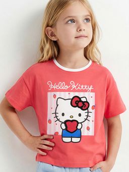 max - Girls Hello Kitty Print Oversized T-Shirt Red