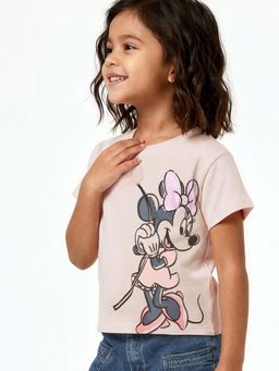 max - Girls Minnie Mouse Print T-Shirt Pink