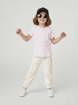 max - Girls Striped T-Shirt Cream