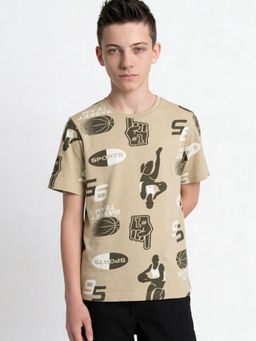 max - Boys Printed T-Shirt Brown