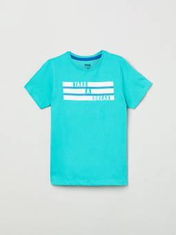 max - Boys Printed Crew Neck T-Shirt Green