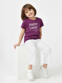 max - Girls Printed T-Shirt Purple