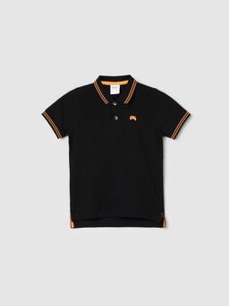max - Boys Solid Polo T-Shirt Black