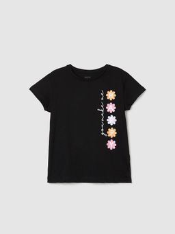 max - Girls Graphic Printed T-Shirt Black