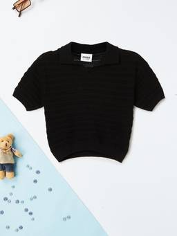 max - Boys Knit Polo T-Shirt Black